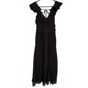NEW Francesca's Dress Medium Black Witchy Goth Whimsigoth Fairy Maxi Metallic